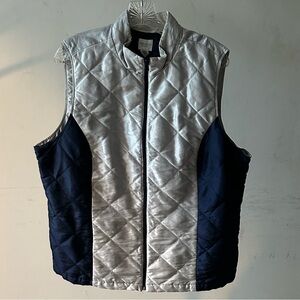 Weekends by Chico's Metallic Silver and Deep Blue Vest
